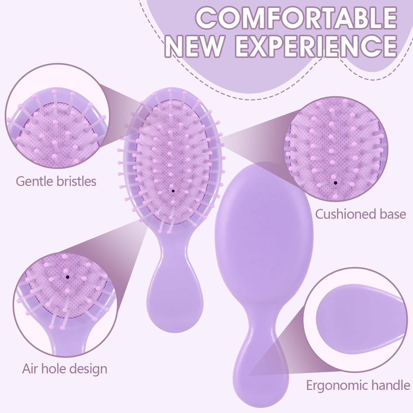 12 Pack Mini Detangling Brushes 12 Colors for Wet & Dry Hair Compact Travel Hairbrush for Teens & Adults
