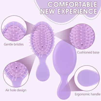 12 Pack Mini Detangling Brushes 12 Colors for Wet & Dry Hair Compact Travel Hairbrush for Teens & Adults