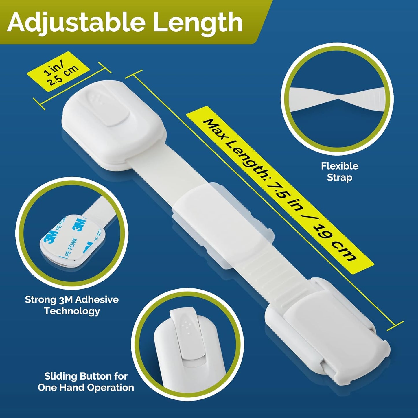 10 Pack Baby Locks for Cabinets and Drawers Toilet Fridge & More 3M Adhesive Pads Easy Installation