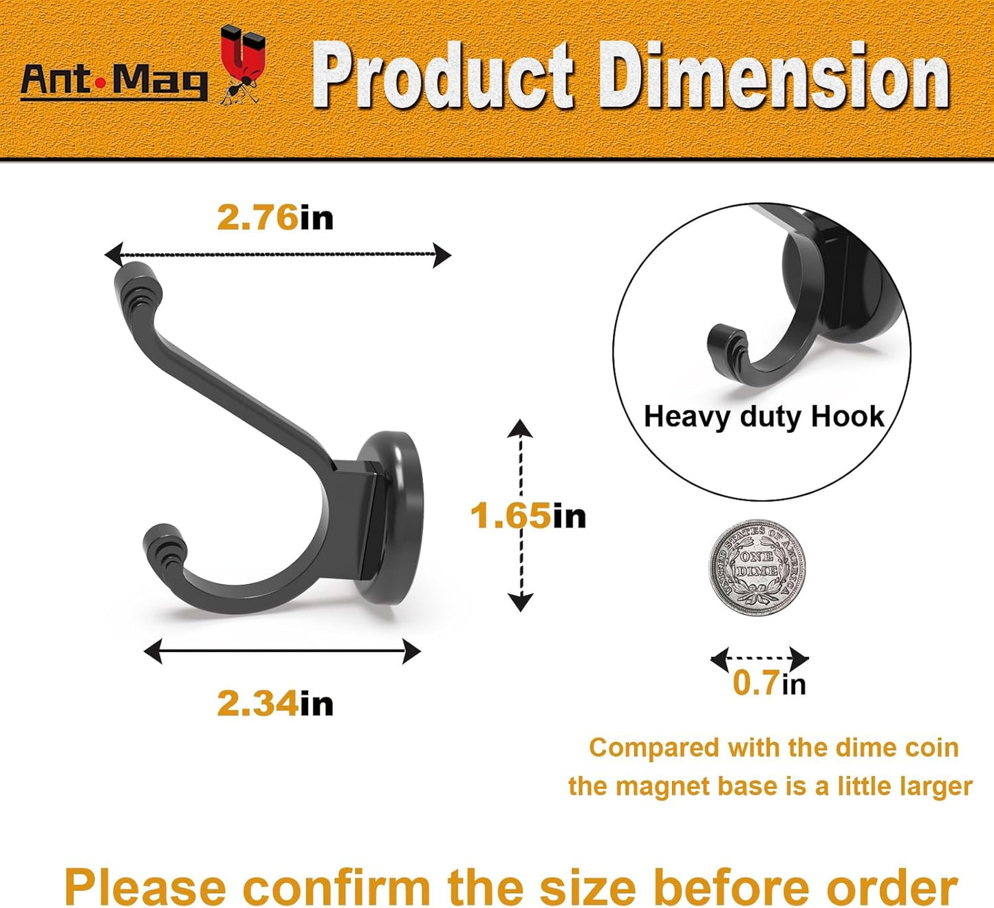 Magnetic Hooks Heavy Duty 140lbs Neodymium Magnet Wall Hooks for Hanging Coats Robes Backpacks