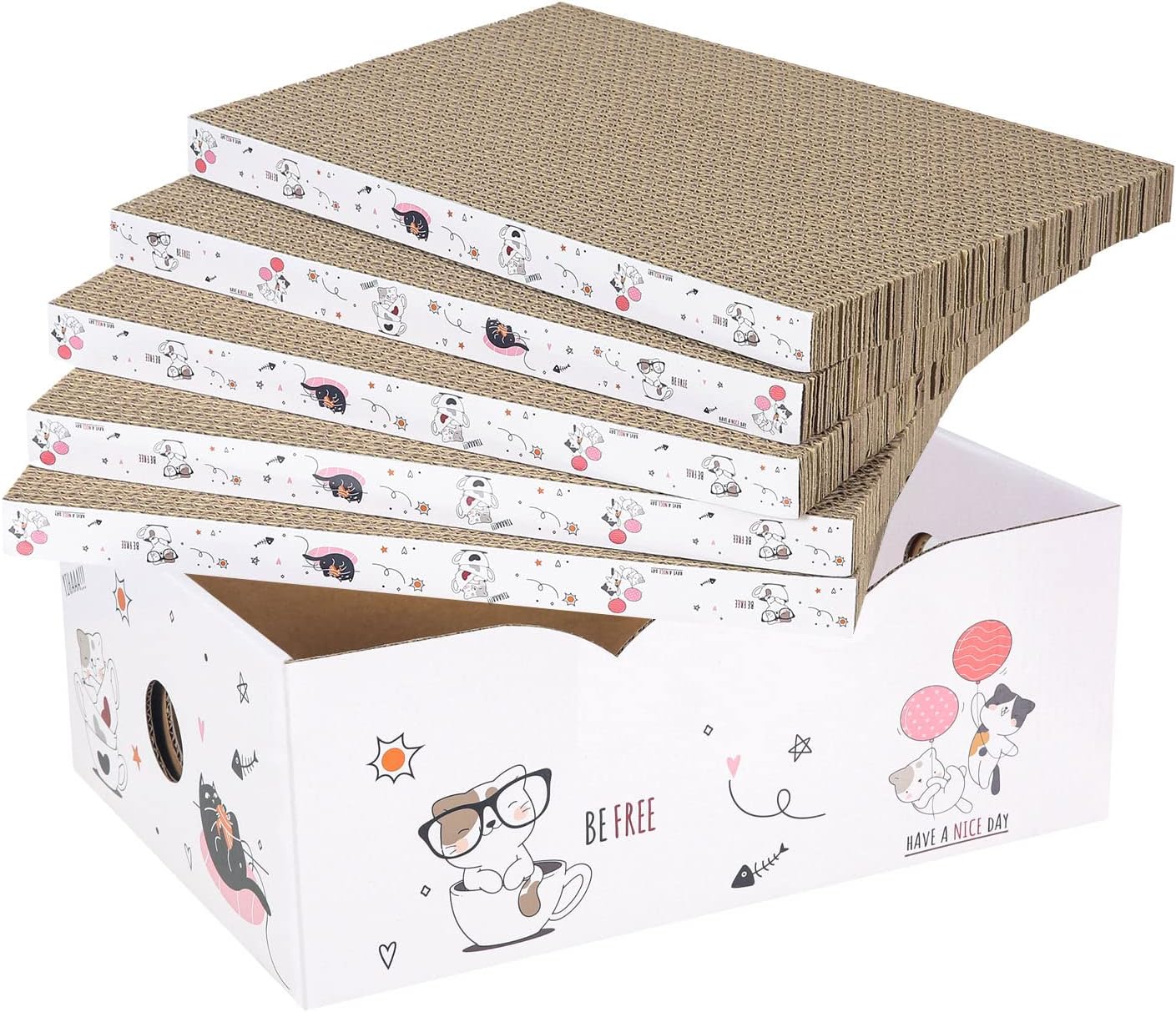 5 Packs Cat Scratcher Cardboard Reversible Durable Recyclable Cardboard Suitable for Cats to Rest Grind Claws