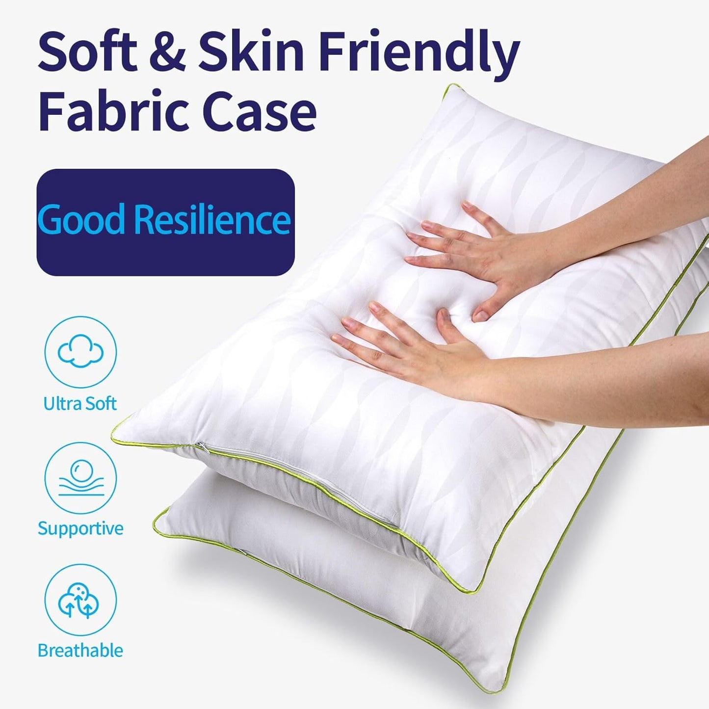 Set of 2,for Sleeping, Adjustable King Pillows 2 Pack with Zipper, Cooling Hotel Quality
