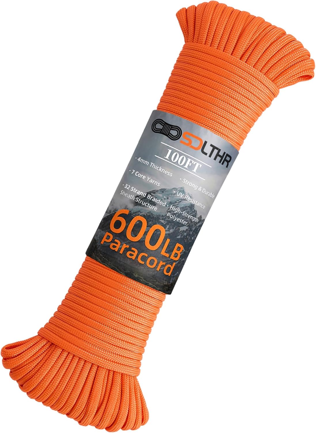 4mm 275 Polyester Survival Cord 7 Strand Core Orange Paracord for Camping Hiking DIY Bracelets Lanyards