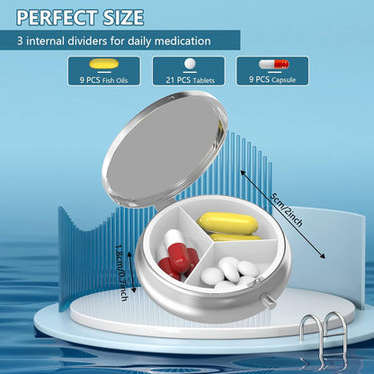 3 Compartment Small Pill Case,Portable for Pocket or Purse Pill Organizer Pill Container Holder