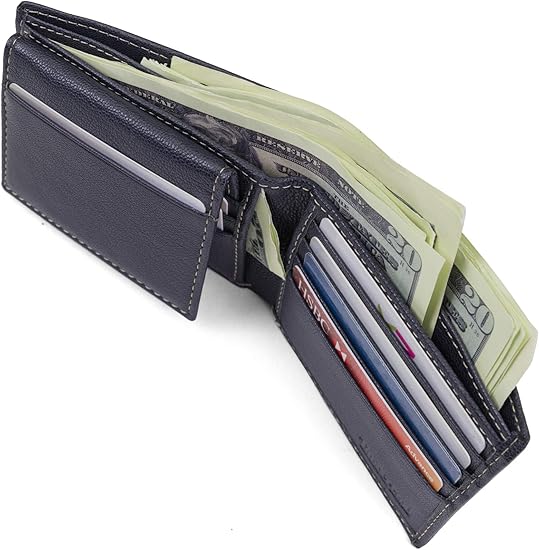 Men's Genuine Leather Passcase Security RFID Wallet