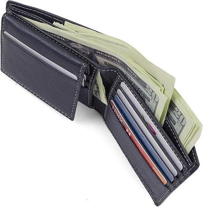 Men's Genuine Leather Passcase Security RFID Wallet