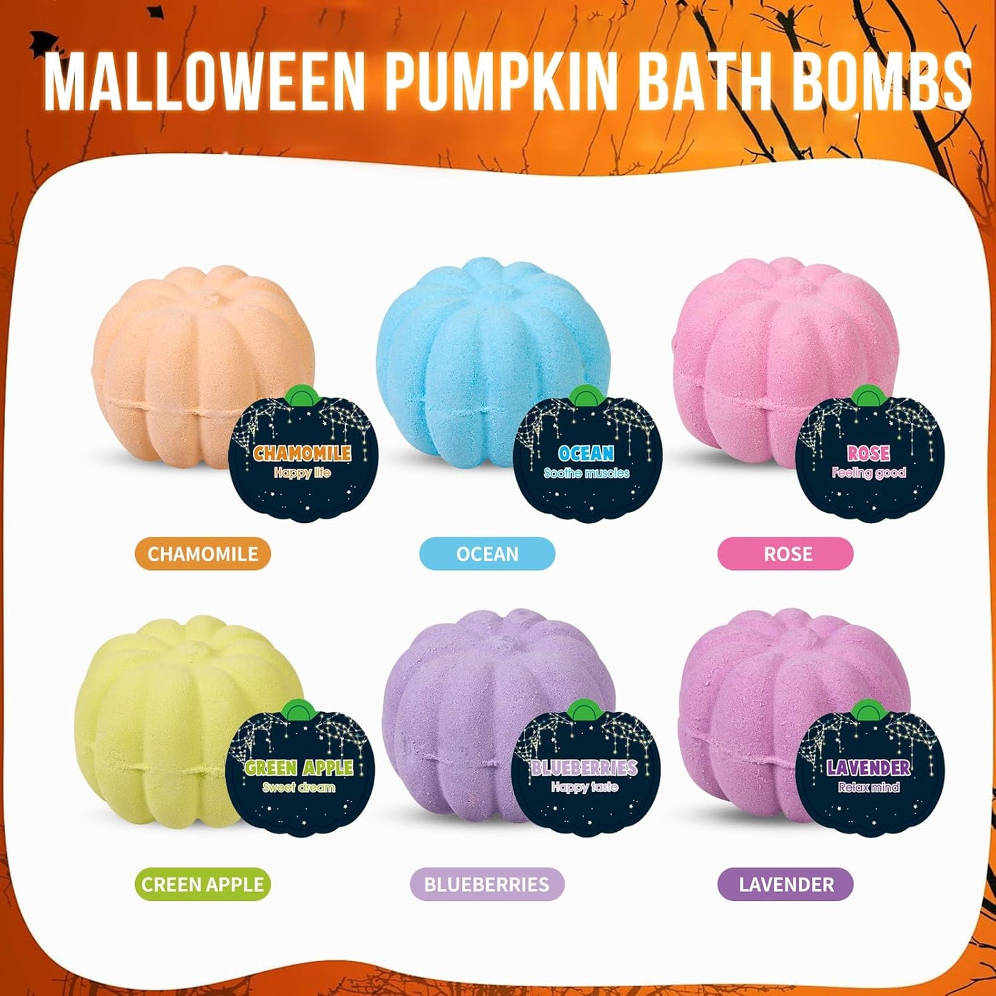 Bath Bombs for Kids Pumpkin Bath Bombs with Halloween Luminous Mini Resin Toys Inside