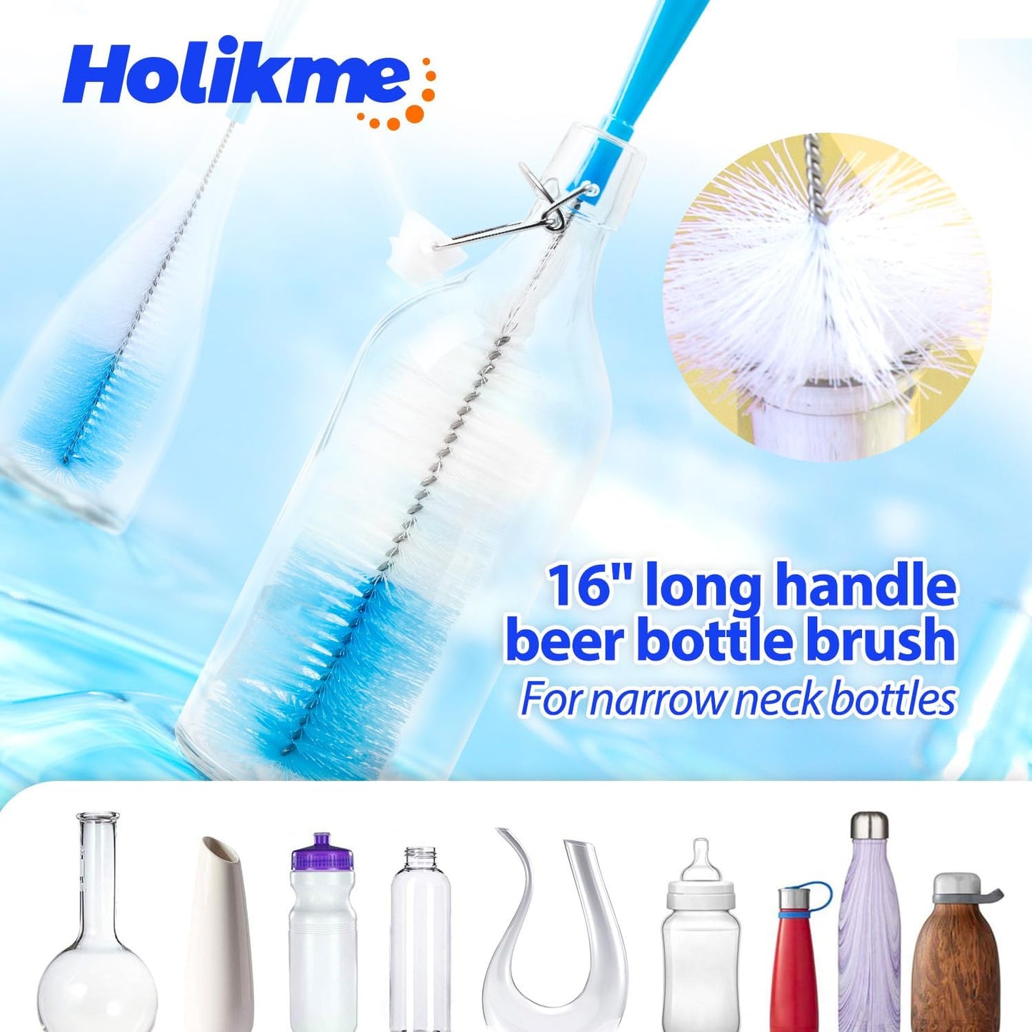 Bottle Brush Tube Cleaning Lab Set with Long Handle Cup Cleaner for Washing Narrow Neck Beer Wine