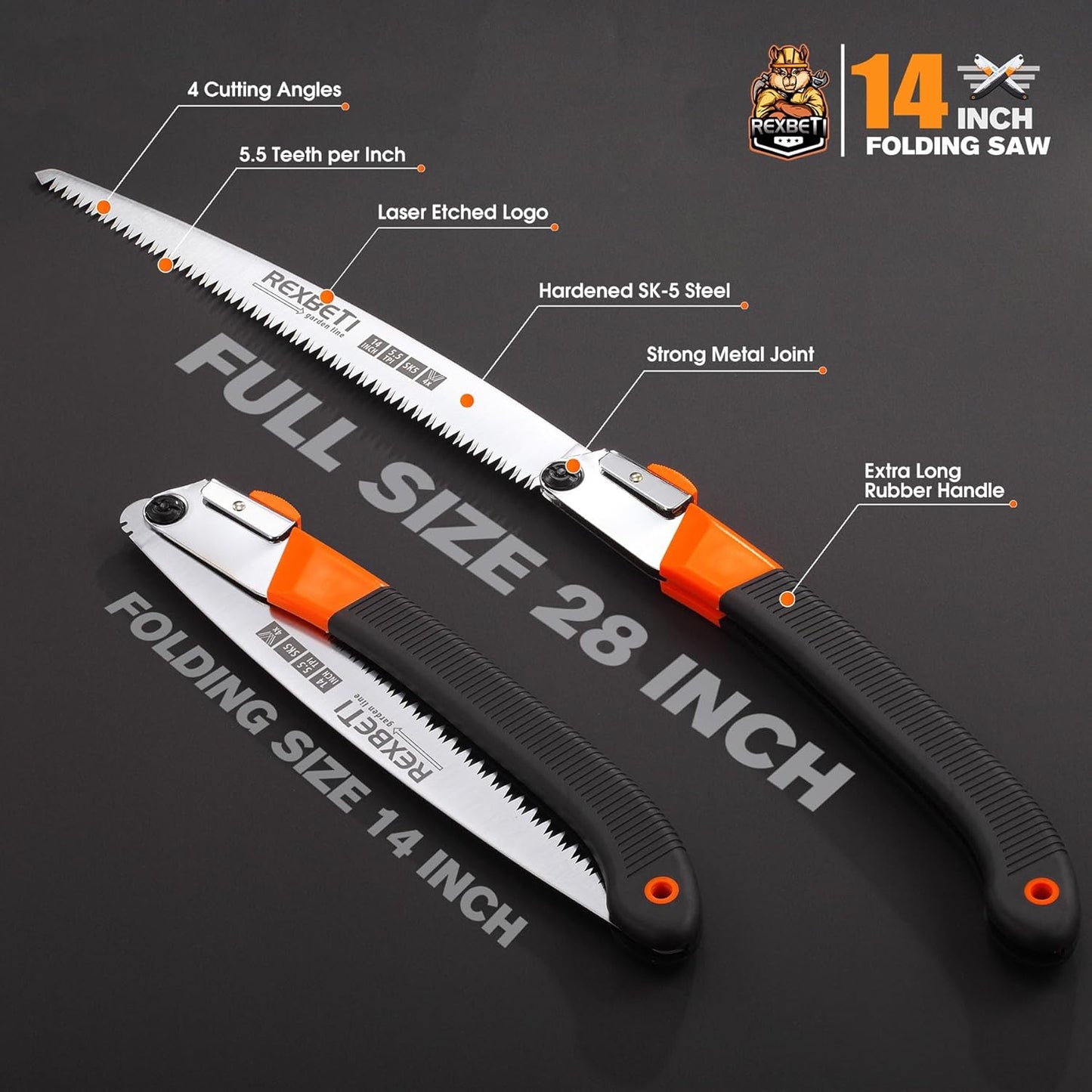 Extra Long 14 Inch Blade Backpacking Saws for Hiking Camping Dry Wood Trimming Pruning Saw