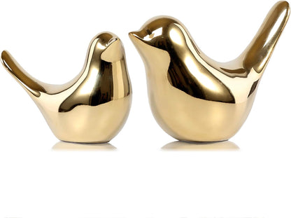 Small Birds Statues Gold Home Decor Modern Style Figurine Decorative Ornaments for Living Room