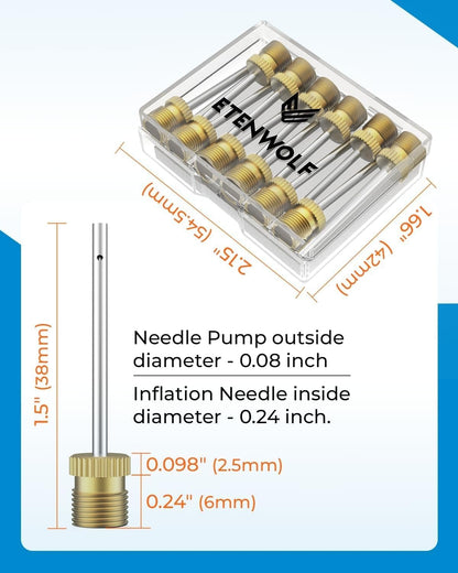 12 Pack Brass Ball Pump Needles No Break Heavy Duty Air Pump Needles for Balls with Storage Case