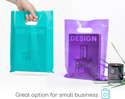 200 Teal & Purple 9"x12" Bags 1.5Mil Thick Glossy With Handles