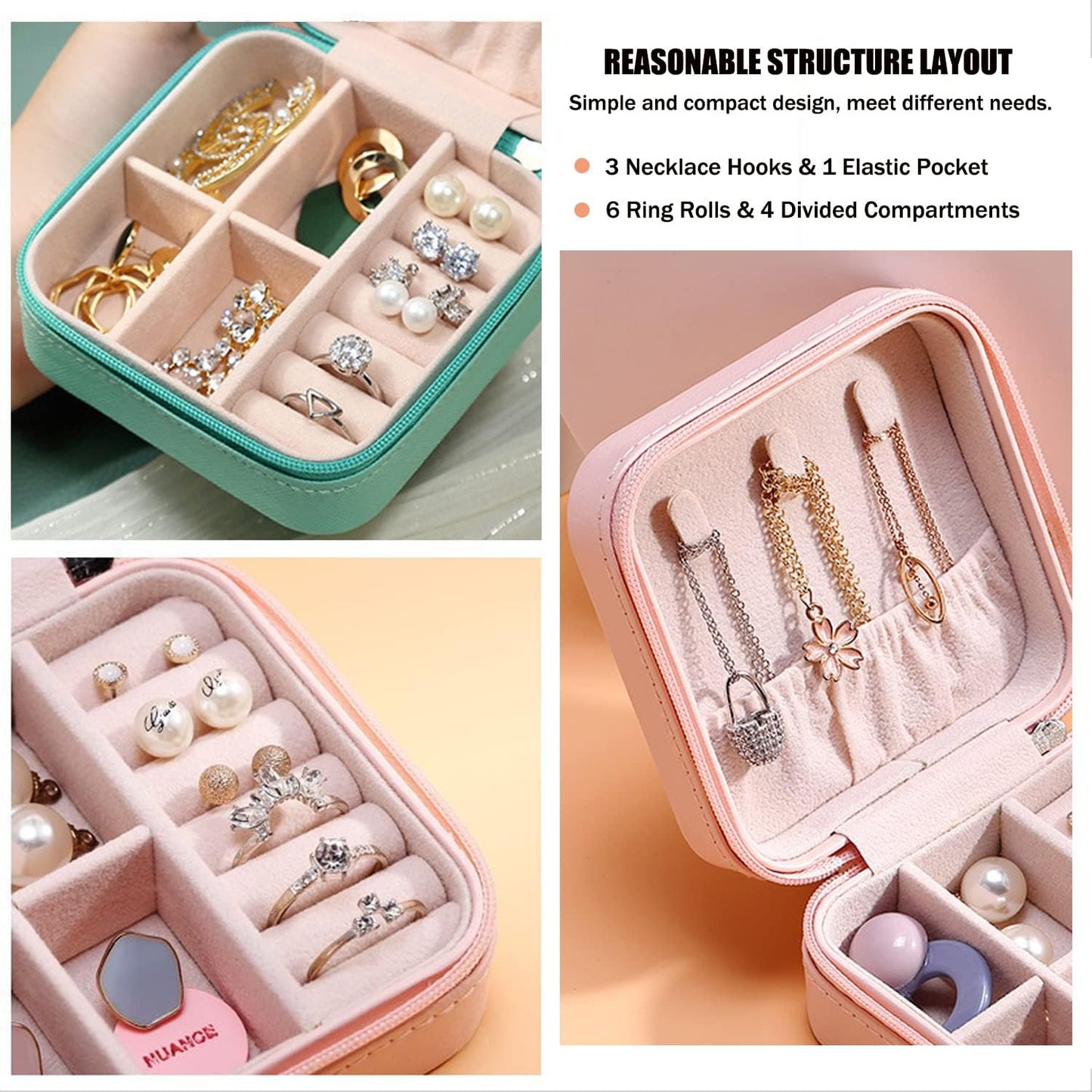 Mini Jewelry Travel Case PU Leather Travel Jewelry Organizer Box Small Portable Portable Jewellery Storage Holder