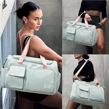 Gym Bag for Women Travel Duffle Bag Carry On Weekender Bag with Shoe Compartment