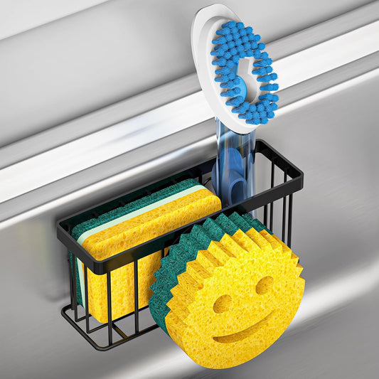 Sponge Holder Smiley Face Sink Caddy for kitchen Sink Kitchen Organizer Sponge Holder with 2 PCS Suction Cups