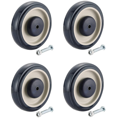 Cart Wheels Replacement 4 Pack Shopping Cart Caster 5-inch Diameter Shopping Cart Wheels with Axles Bolts