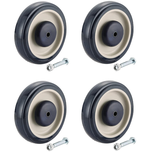 Cart Wheels Replacement 4 Pack Shopping Cart Caster 5-inch Diameter Shopping Cart Wheels with Axles Bolts