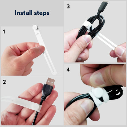 10 pcs Reusable Cable Ties, Elastic Silicone Cord Organizer Straps Keeper Management Holder for iPhone Charging Cable