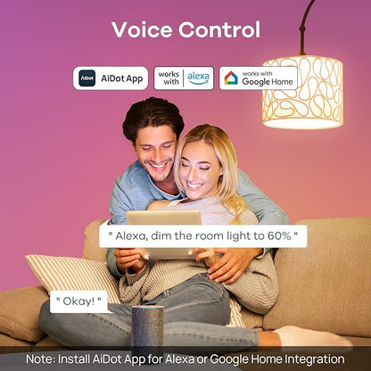 4 Pack Smart Bulb That Work with Alexa & Google Home LED Light Bulbs Color Changing, 104 Preset Scene