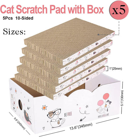 5 Packs Cat Scratcher Cardboard Reversible Durable Recyclable Cardboard Suitable for Cats to Rest Grind Claws