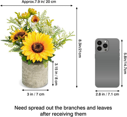 Sunflower Artificial Flowers Pot Sunflower Decor Yellow Fake Flower in Pots for Home Bathroom Kitchen