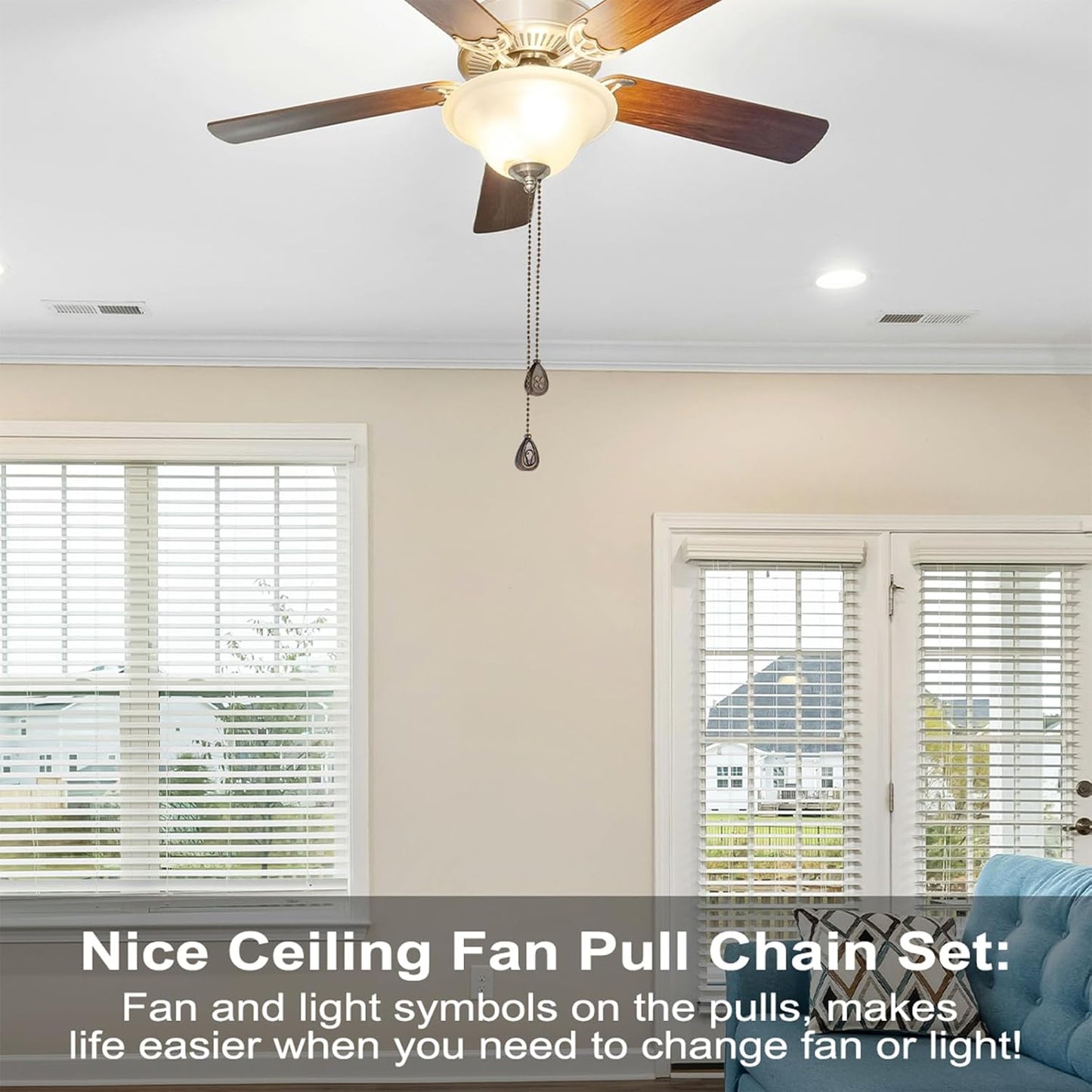 4 Pack Bronzed Ceiling Fan Pull Chain Extension 12 Inches Classic Drop Shaped Pendant Pull Chains for Ceiling Fans