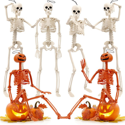 6 PCS Skeletons for Halloween 16 Inches, Full Body Posable Hanging Skeleton with Movable Joints for Halloween