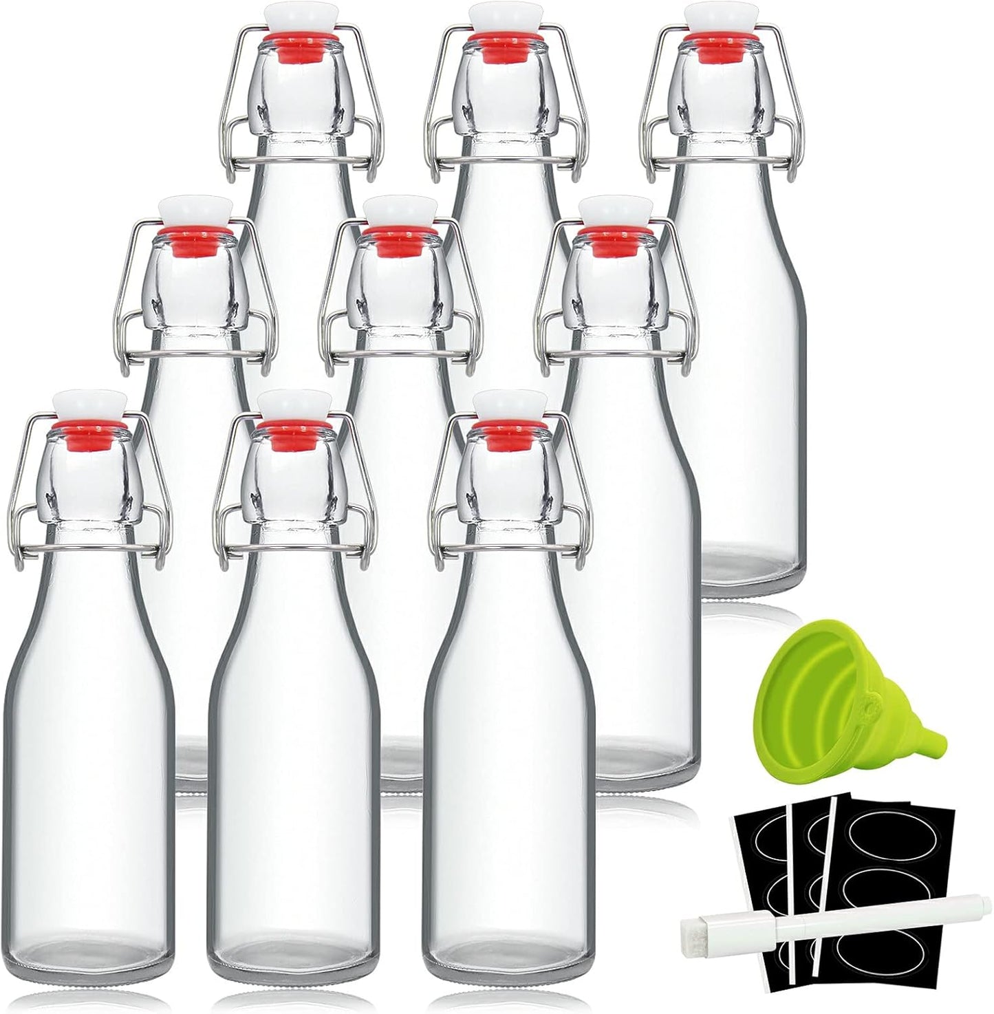 8oz Swing Top Bottles Glass Beer Bottle with Airtight Rubber Seal Flip Caps for Home Brewing Kombucha