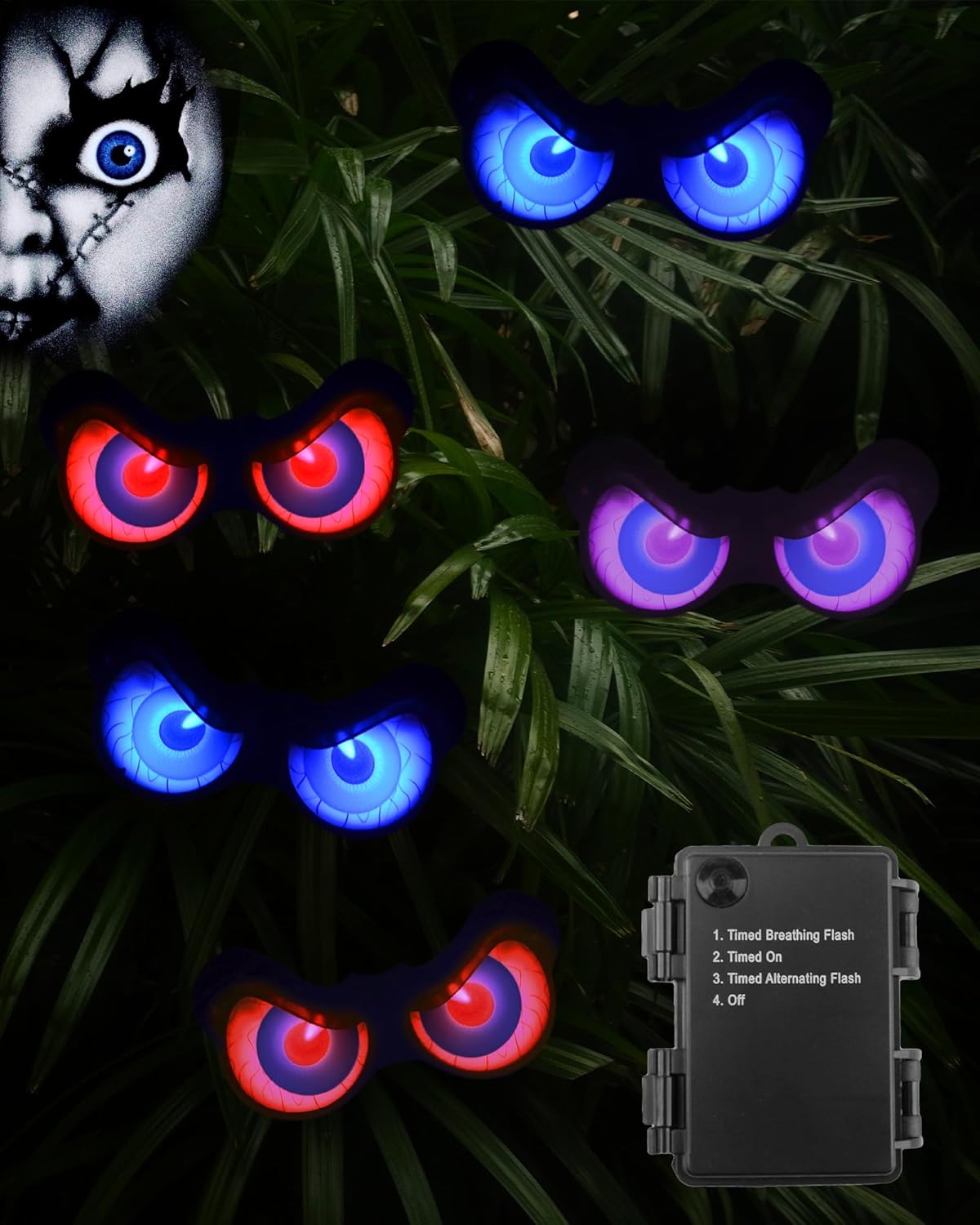 5 Pack Glowing & Flashing LED Eye Lights for Indoor Outdoor Use Bush