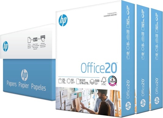 8.5 x 11 Paper Office 20 lb  3 Ream Case  1500 Sheets  92 Bright  Made in USA  FSC Certified  112090C White