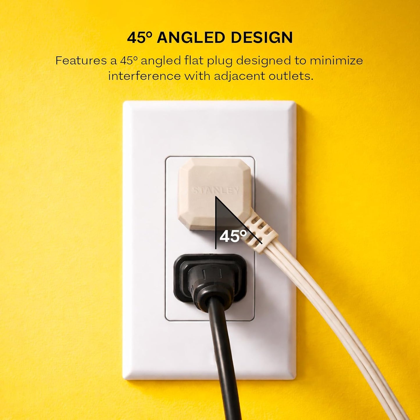 Indoor Appliance Extension Cord 9 Ft Flexible Power Cable 3 Grounded Outlets 16/3 AWG Cable