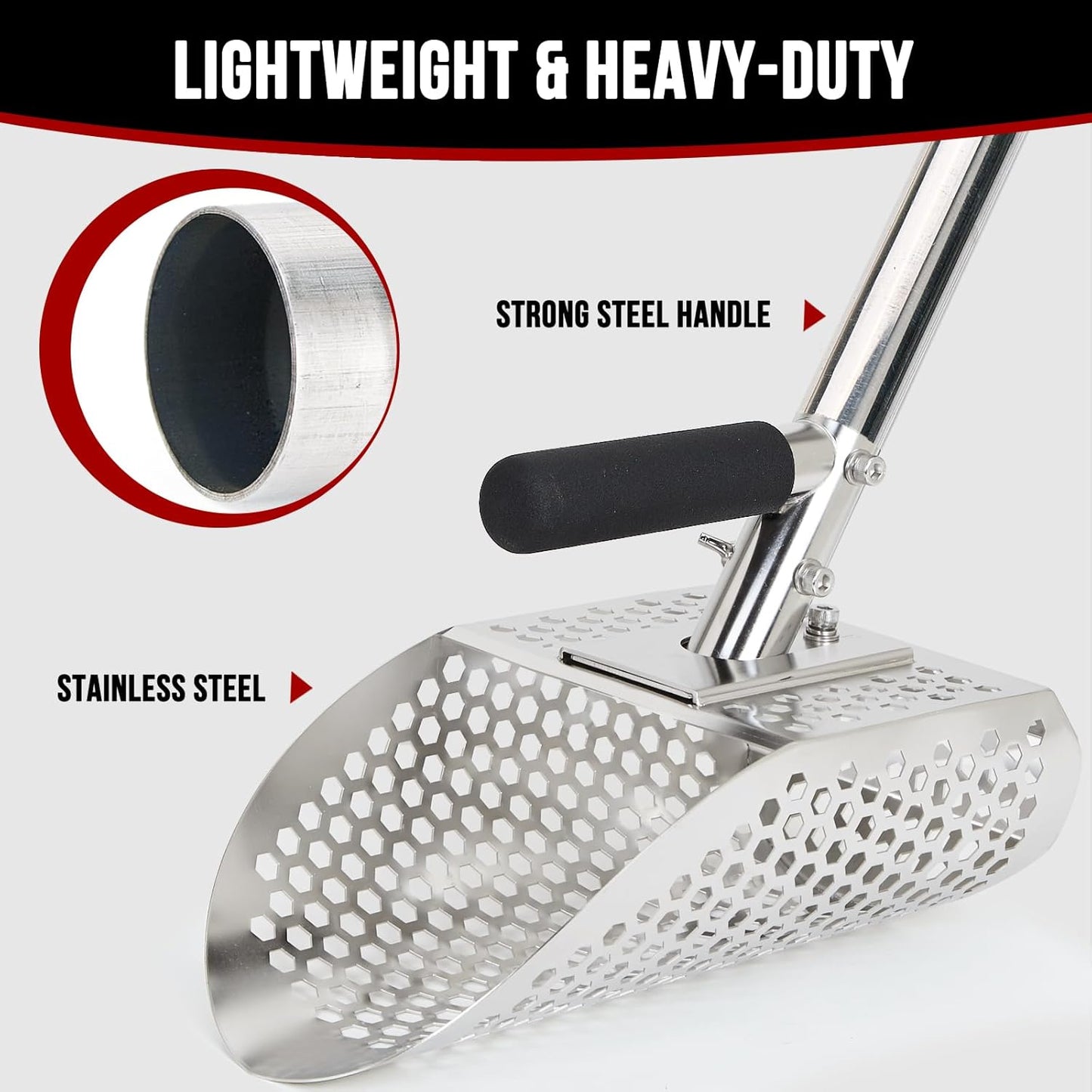 Sand Scoop for Metal Detecting Stainless Steel Metal Detector Scoop with Long Steel Handle Sand Sifter for the Beach