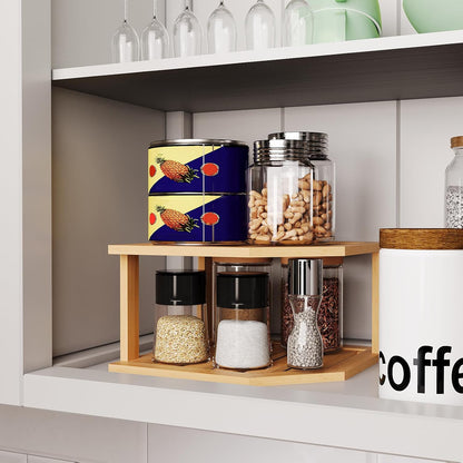 2 Tier Plate Organizer for Cabinet and Countertop Pantry Dish and Spice Rack
