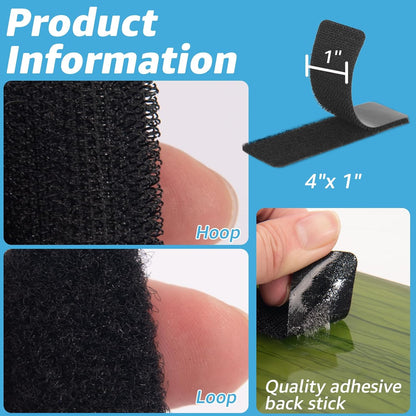 16 Sets Hook and Loop Tape Sticky Back 1 in.x 4 in. Double-Sided Command Adhesive Strip Heavy Duty