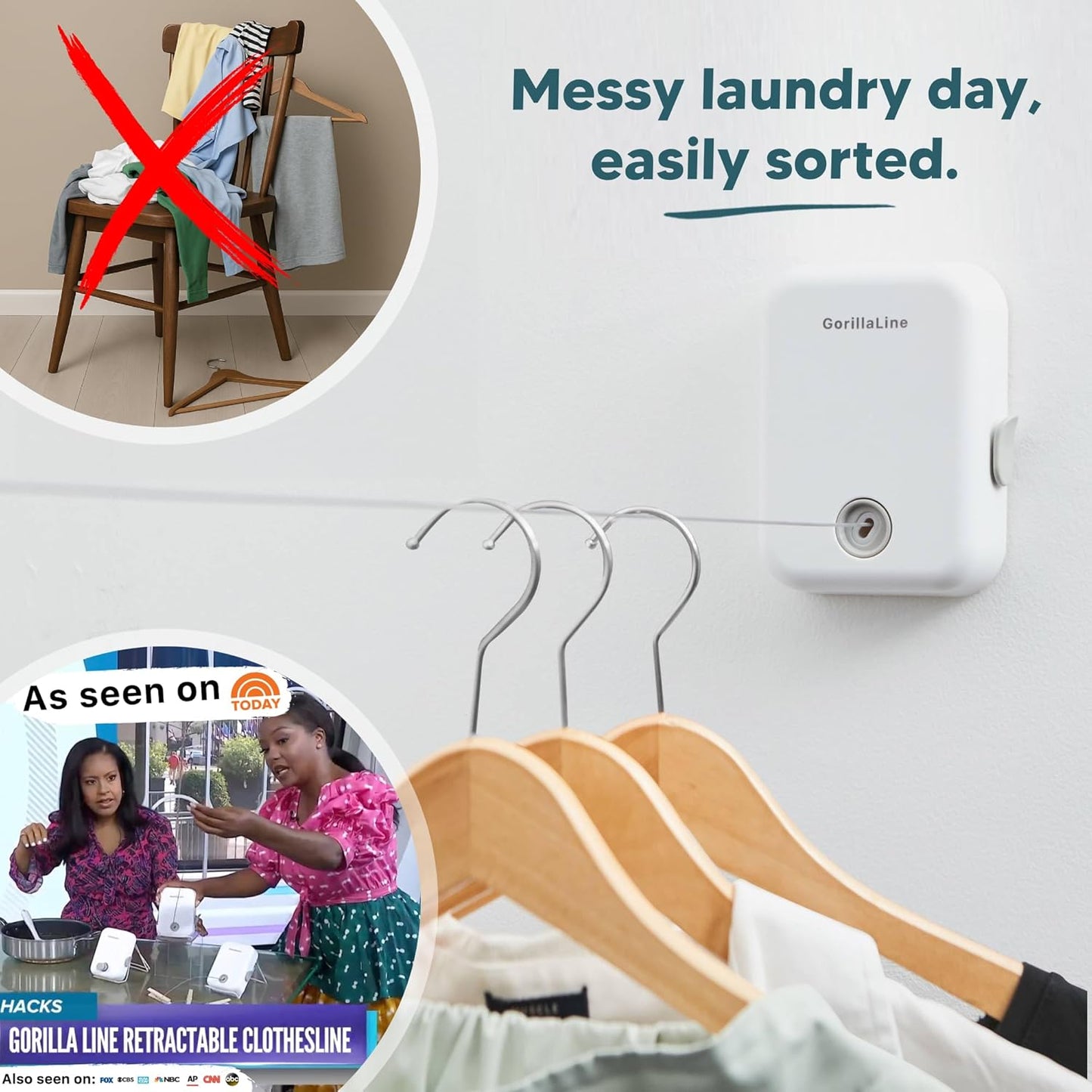 Retractable Clothesline Indoor Outdoor Clothes Line Heavy Duty Clothes Drying Laundry Line