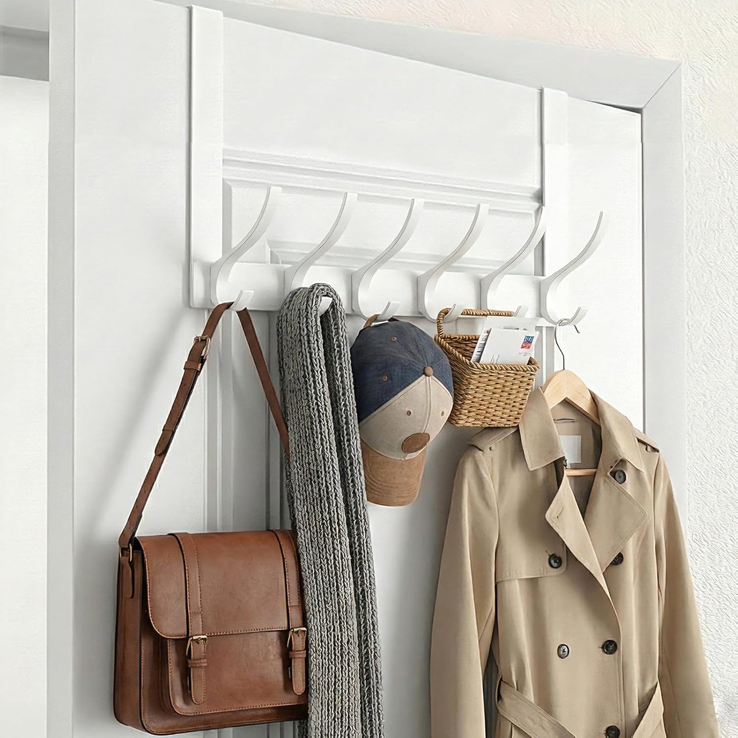 Sturdy Door Hanger Large Over The Door Towel Rack with 12 Hooks Heavy Duty Easy to Install for Bathroom Bedroom