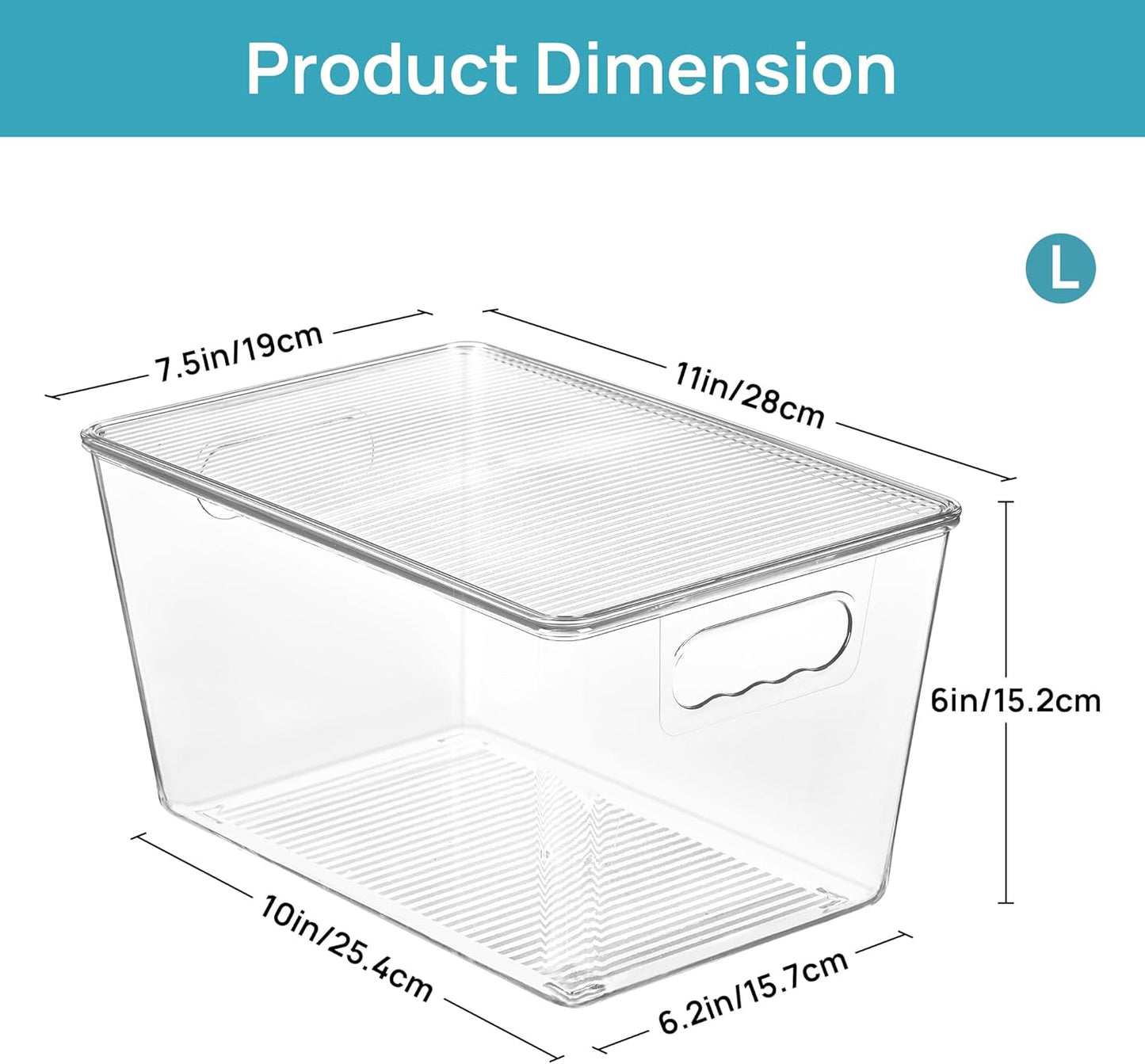 6 Pack Clear Stackable Storage Bins with Lids Large Plastic Containers with Handle for Pantry Organizer and Storage