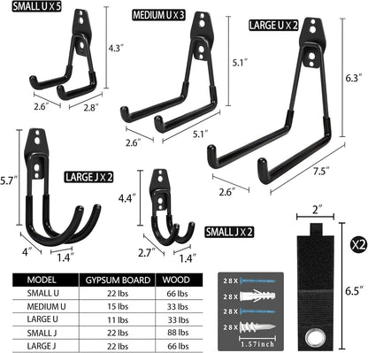 Storage Hooks  16 Pack Anti Slip Coating Heavy Duty Wall Mount Hooks for Hanging Bike Ladder