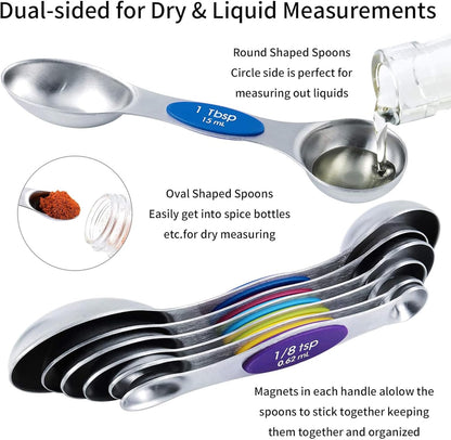 Measuring cups and magnetic measuring spoons set stainless steel measuring cups 6 double-sided