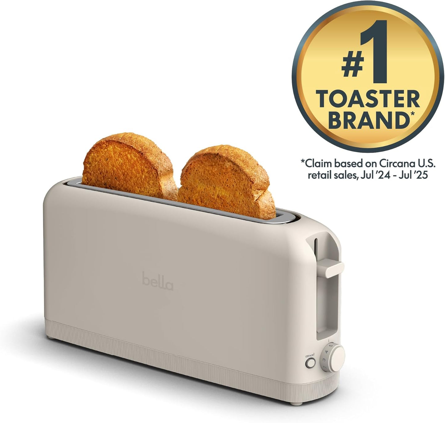 2 Slice Slim Toaster 6 Setting Shade Control with Reheat & Cancel Buttons Fits sourdough