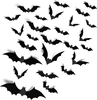 140Pcs Realistic PVC 3D Black Scary Bat Wall Stickers for Creepy Home & Indoor Decor