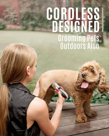 Dog Clipper Low Noise Dog Grooming Kit with Rechargeable Pet Shaver Cordless Electric Quiet
