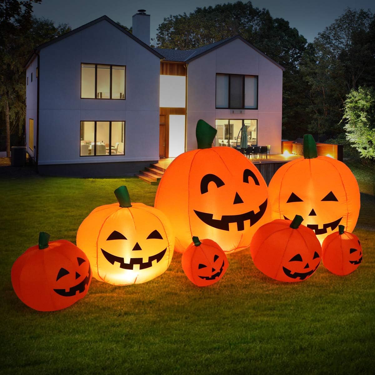 7.5 Ft Pumpkin Decoration-Lighted Halloween Inflatable Pumpkin for Home Yard Garden