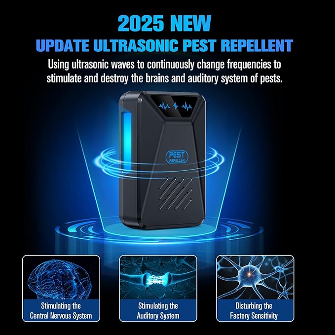 6 Packs Ultrasonic Pest Control Repeller Electronic Pest Repellent Plug in Indoor for Insect Roaches Spider