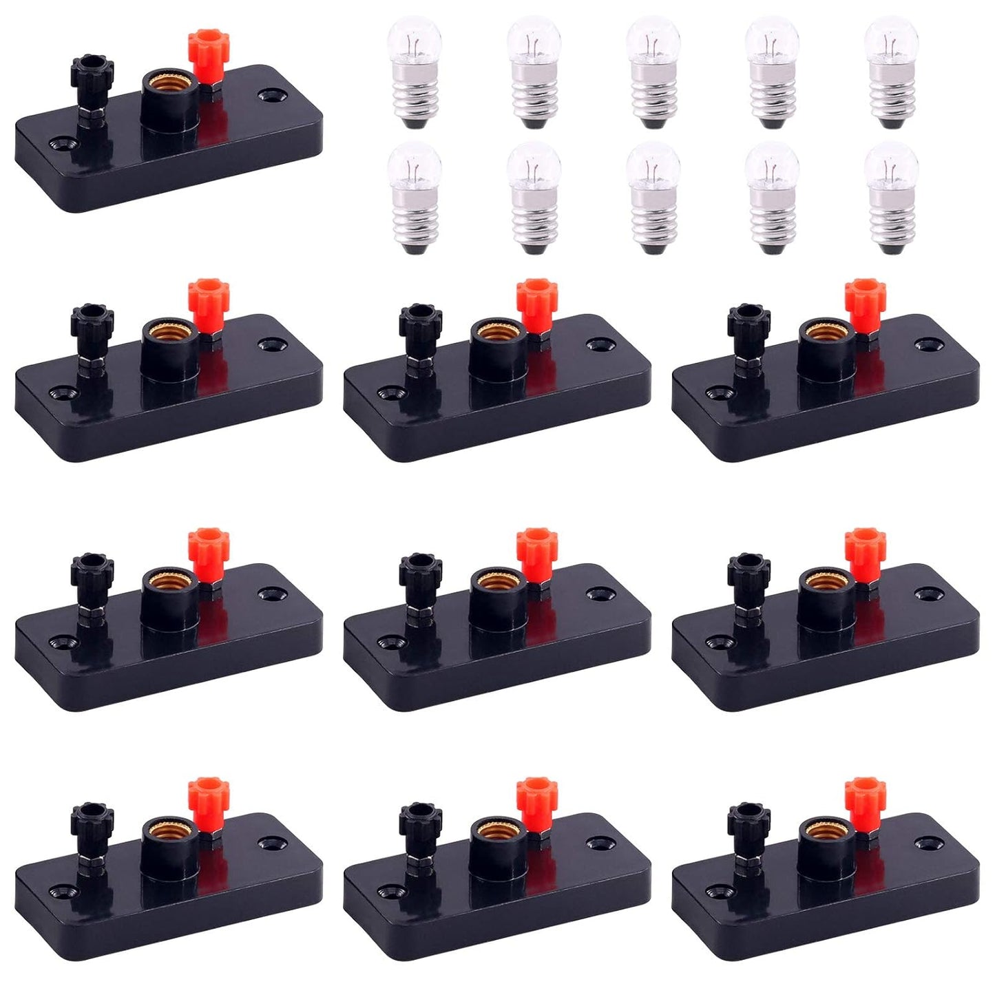 20 Pcs Physics Experiment Lamp Holder Electrical Laboratory Supplies Kit Includes E10 1.5V 0.3A Miniature Light Bulbs