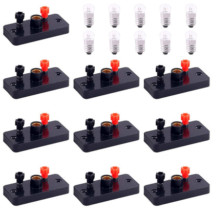 20 Pcs Physics Experiment Lamp Holder Electrical Laboratory Supplies Kit Includes E10 1.5V 0.3A Miniature Light Bulbs