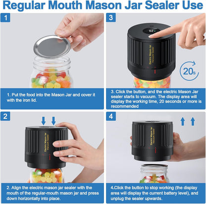 Jar Vacuum Sealer Kit for Wide Mouth and Regular Mouth Mason Jars
