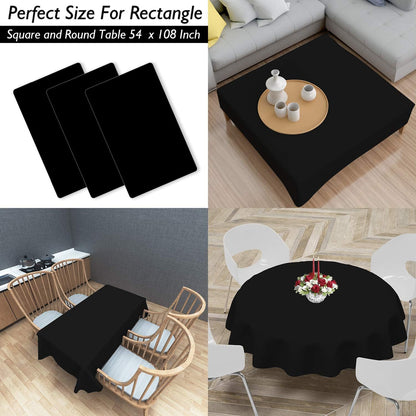 Tablecloths for Rectangle Tables 54" x 108" Black Disposable Table Cloths for 6 to 8 Foot Tables I