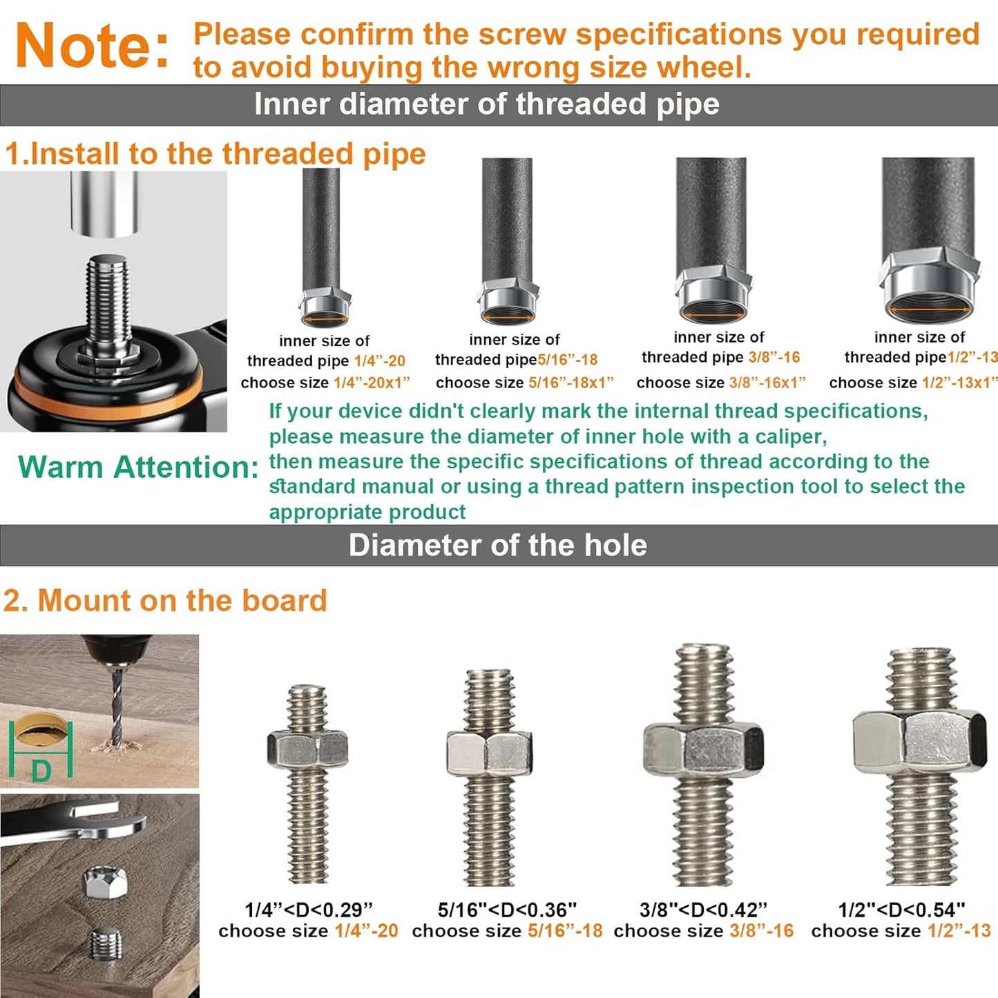 Threaded Stem Casters Set of 4 Heavy Duty 1/2"-13 x 1 (Screw Diameter 1/2" Stem Length 1") Safety Dual Locking Industrial Castors