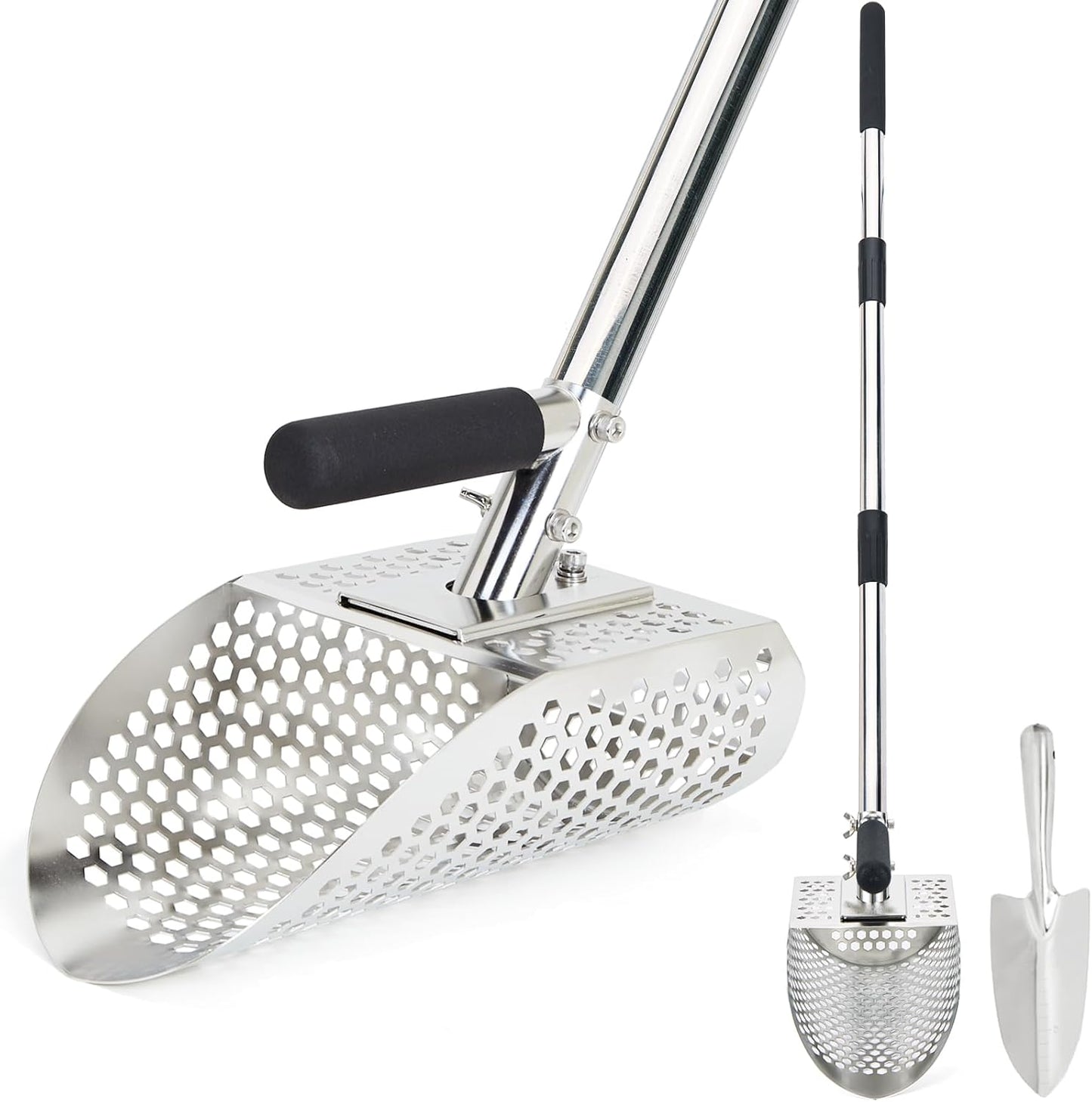 Sand Scoop for Metal Detecting Stainless Steel Metal Detector Scoop with Long Steel Handle Sand Sifter for the Beach